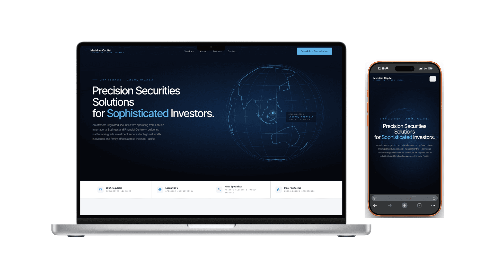 Meridian Securities Corporate B2B landing page — vnbuildr web development portfolio