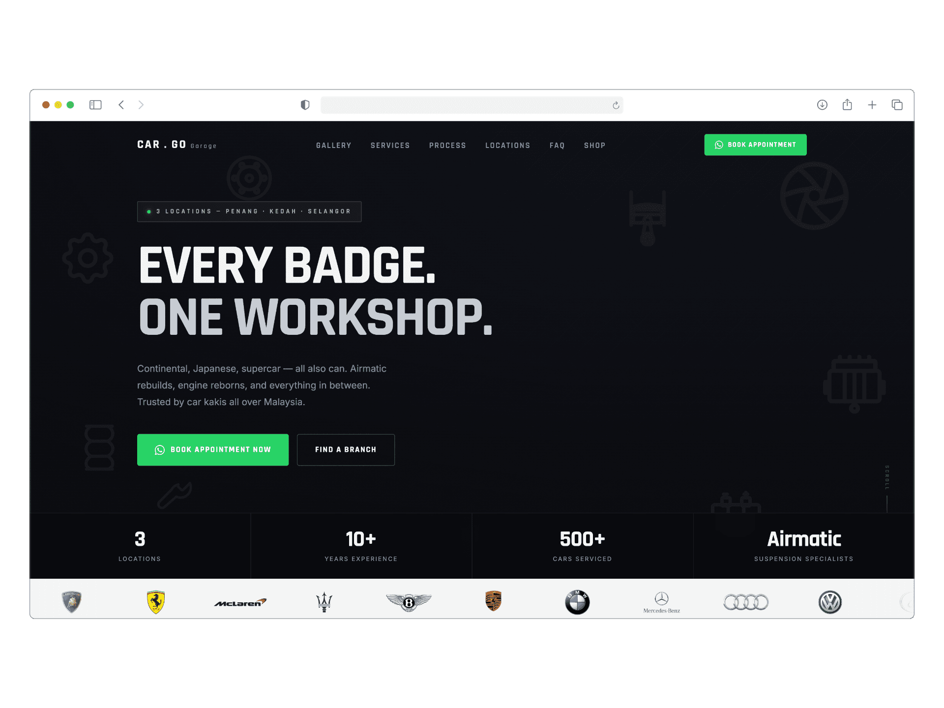 CarGo Garage website screenshot